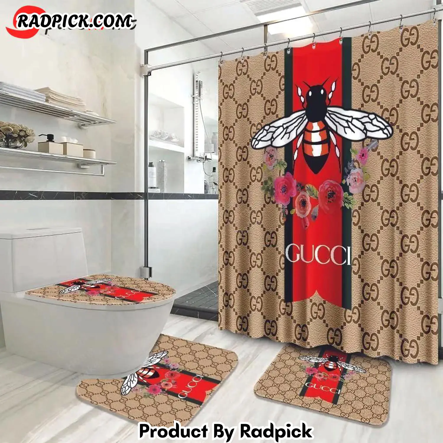 Gucci bathroom set luxury shower curtain waterproof luxury brand with logo gucci 15 158 bathroom set rp387811